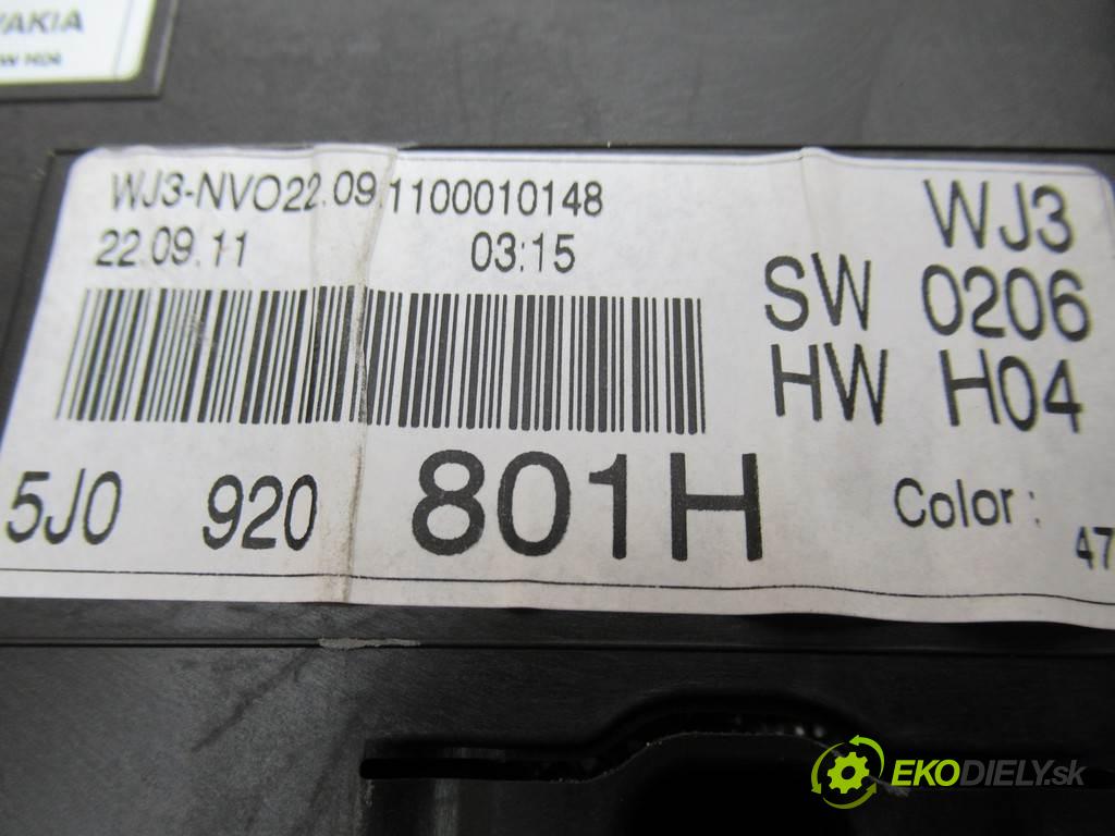 Skoda Fabia II  2011 63 kW LIFT KOMBI 5D 1.2TSI 86KM 07-14 1200 Prístrojovka 5J0920801H (Prístrojové dosky, displeje)