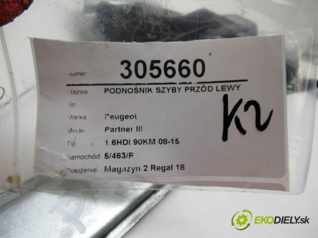 Peugeot Partner III  2013 66 kW 1.6HDI 90KM 08-15 1600 mechanismus okna přední část levý