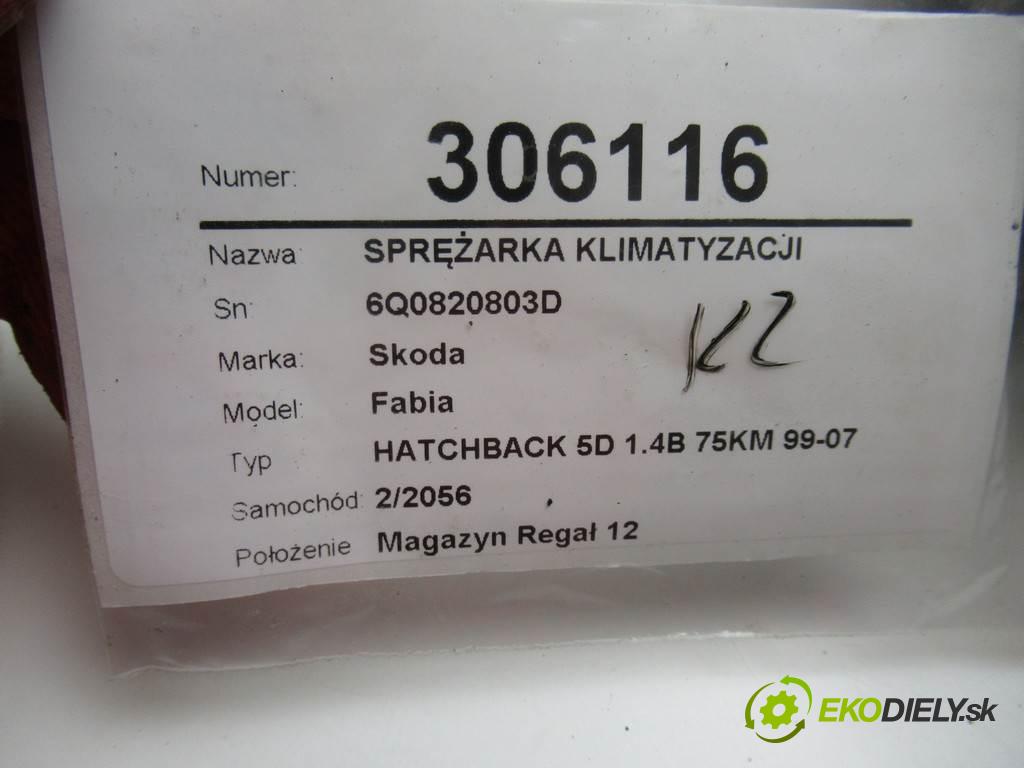 Skoda Fabia  2003 55 kW HATCHBACK 5D 1.4B 75KM 99-07 1400 Kompresor klimatizácie 6Q0820803D (Kompresory klimatizácie)