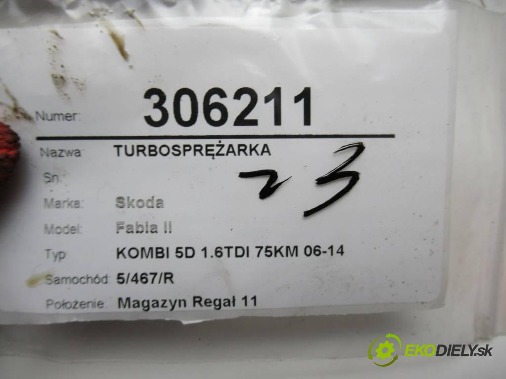 Skoda Fabia II  2011 55 kW KOMBI 5D 1.6TDI 75KM 06-14 1600 Turbodúchadlo,turbo 03L253016H (Turbodúchadlá (kompletné))