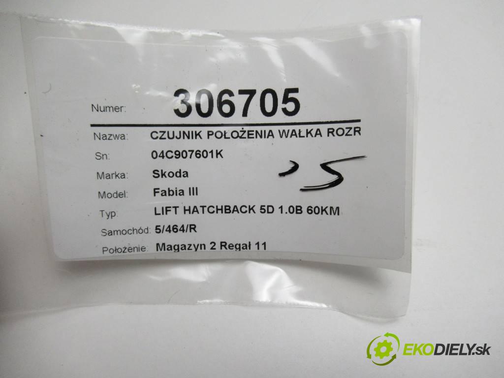 Skoda Fabia III  2019 44 kW LIFT HATCHBACK 5D 1.0B 60KM 1000 Snímač pozície vačkového hriadeľa 04C907601K (Snímače polohy kľuky, vačky)
