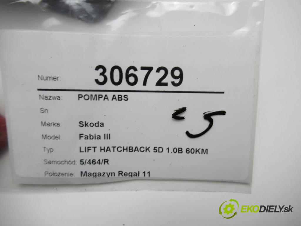 Skoda Fabia III  2019 44 kW LIFT HATCHBACK 5D 1.0B 60KM 1000 Pumpa ABS 6C0907379R (Pumpy ABS)