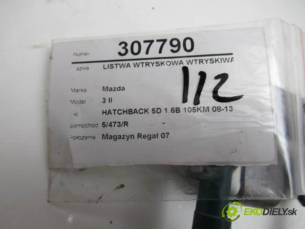 Mazda 3 II  2011 77 kW HATCHBACK 5D 1.6B 105KM 08-13 1600 Lišta vstrekovacia Vstrekovacie ventily  (Vstrekovacie lišty)