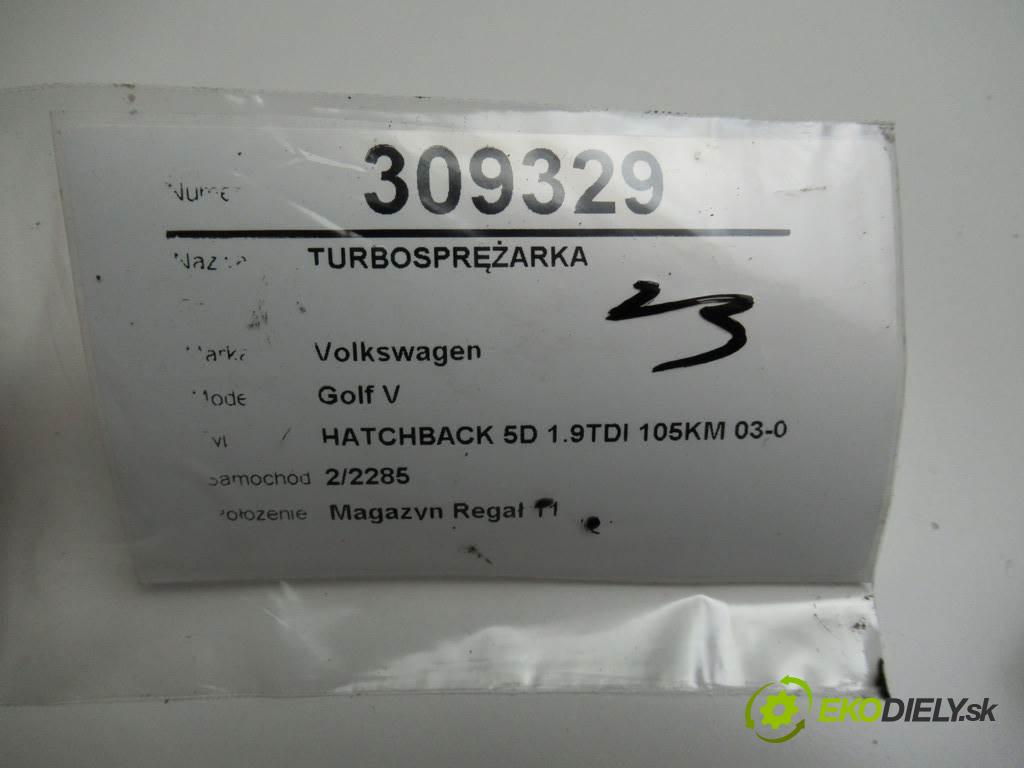 Volkswagen Golf V  2005 77 kW HATCHBACK 5D 1.9TDI 105KM 03-08 1900 Turbodúchadlo,turbo 038253014G (Turbodúchadlá (kompletné))
