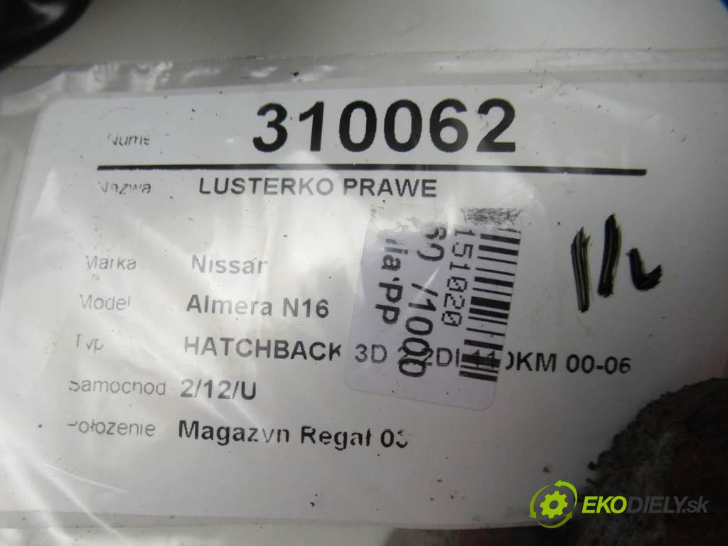 Nissan Almera N16  2000 81 kW HATCHBACK 3D 2.2DI 110KM 00-06 2200 zpětné zrcátko pravé
