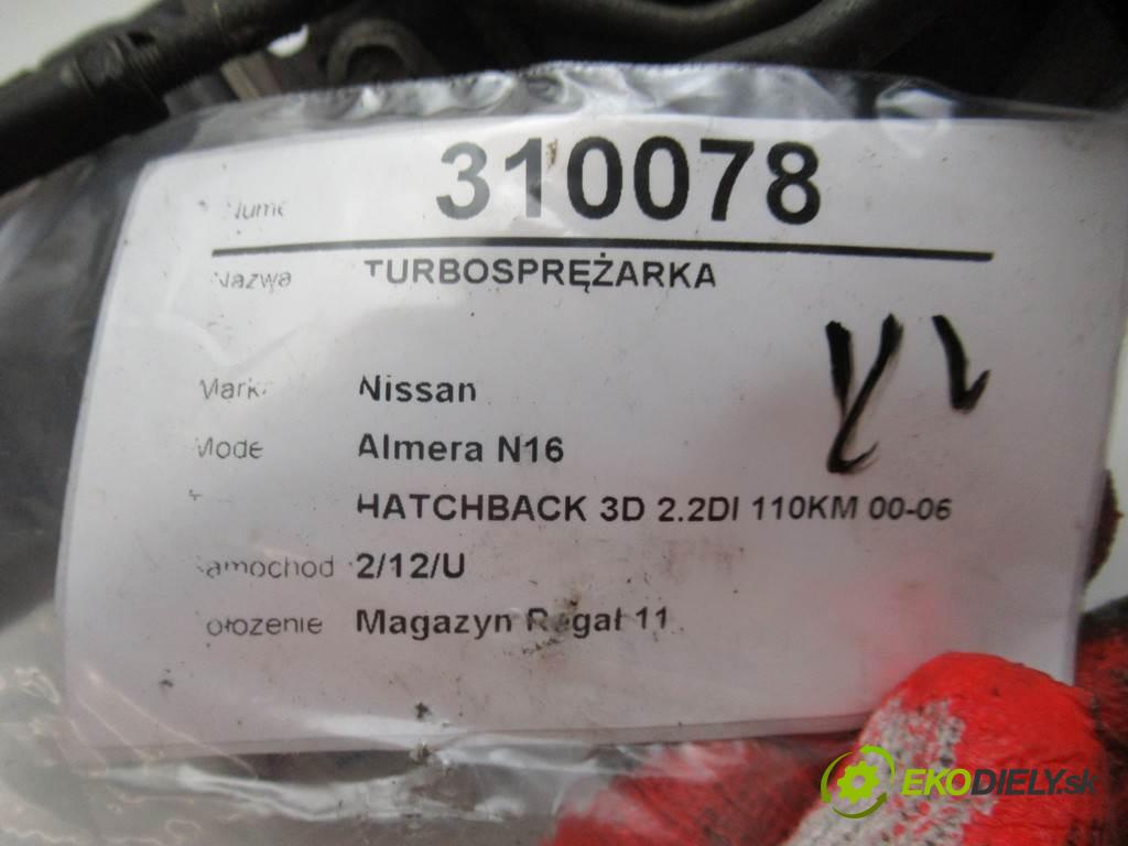 Nissan Almera N16  2000 81 kW HATCHBACK 3D 2.2DI 110KM 00-06 2200 Turbodúchadlo,turbo 144115M300 (Turbodúchadlá (kompletné))