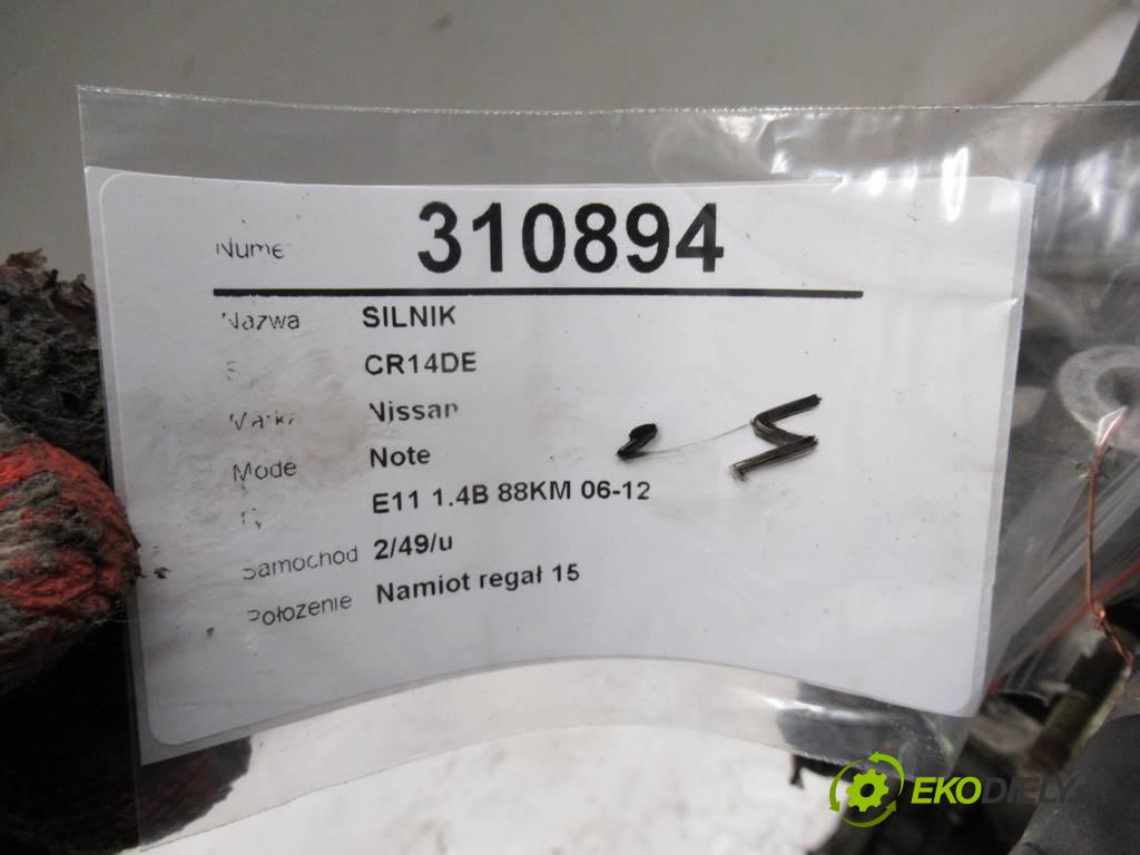 Nissan Note  2006 65 kW E11 1.4B 88KM 06-12 1400 Motor CR14DE (Motory (kompletné))