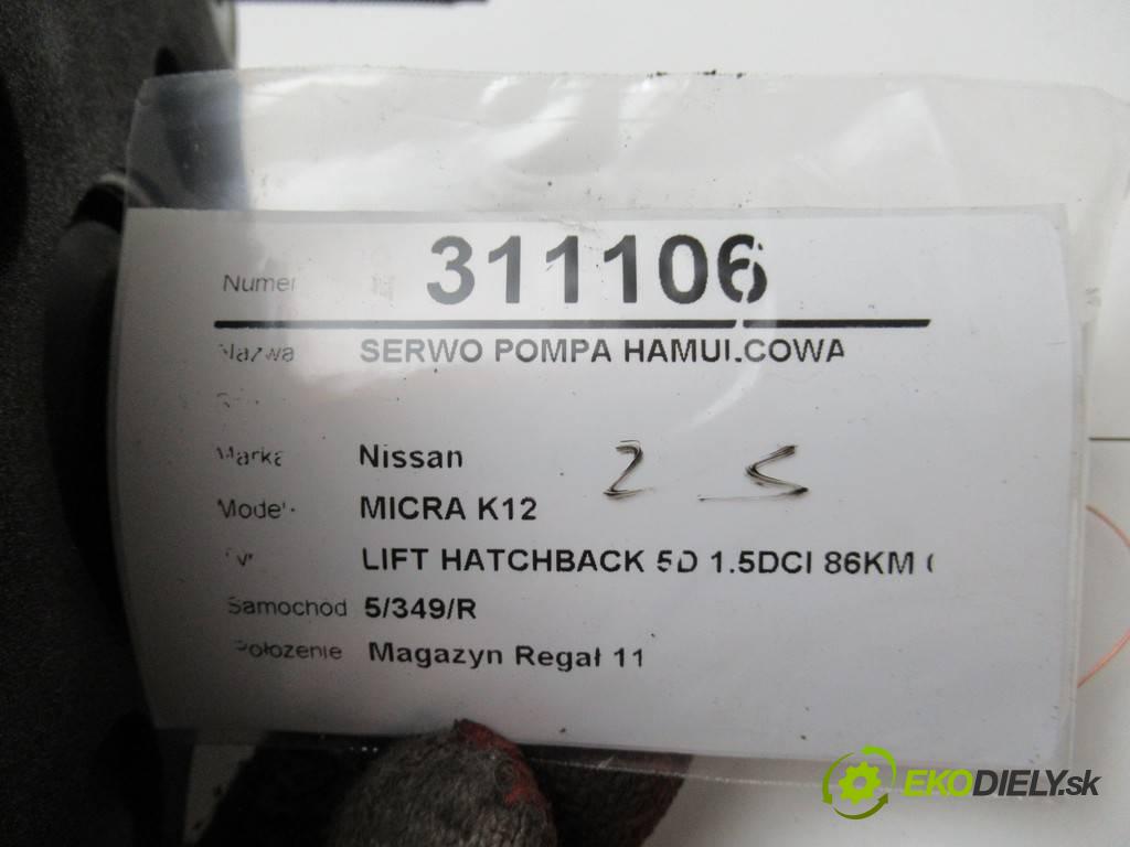 Nissan MICRA K12  2008  LIFT HATCHBACK 5D 1.5DCI 86KM 07-10 1500 Posilovač Pumpa brzdová 8200123844 (Posilňovače bŕzd)