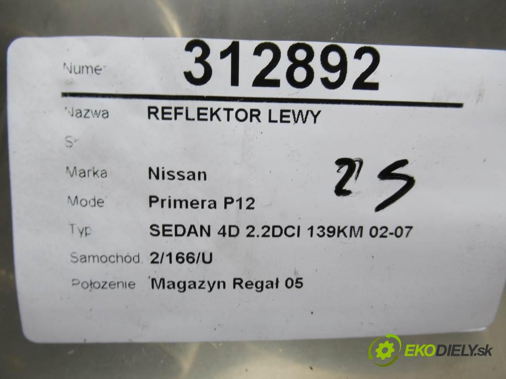 Nissan Primera P12  2002 102 kW SEDAN 4D 2.2DCI 139KM 02-07 2200 Svetlomet ľavy 26060AU810 (Ostatné)