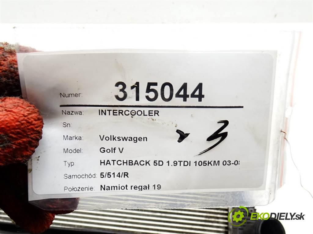 Volkswagen Golf V  2005 77 kW HATCHBACK 5D 1.9TDI 105KM 03-08 1900 intercooler 1K0145803 (Intercoolery (chladiče nasávaného vzduchu))