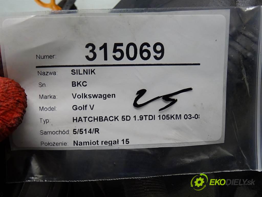 Volkswagen Golf V  2005 77 kW HATCHBACK 5D 1.9TDI 105KM 03-08 1900 Motor BKC (Motory (kompletné))