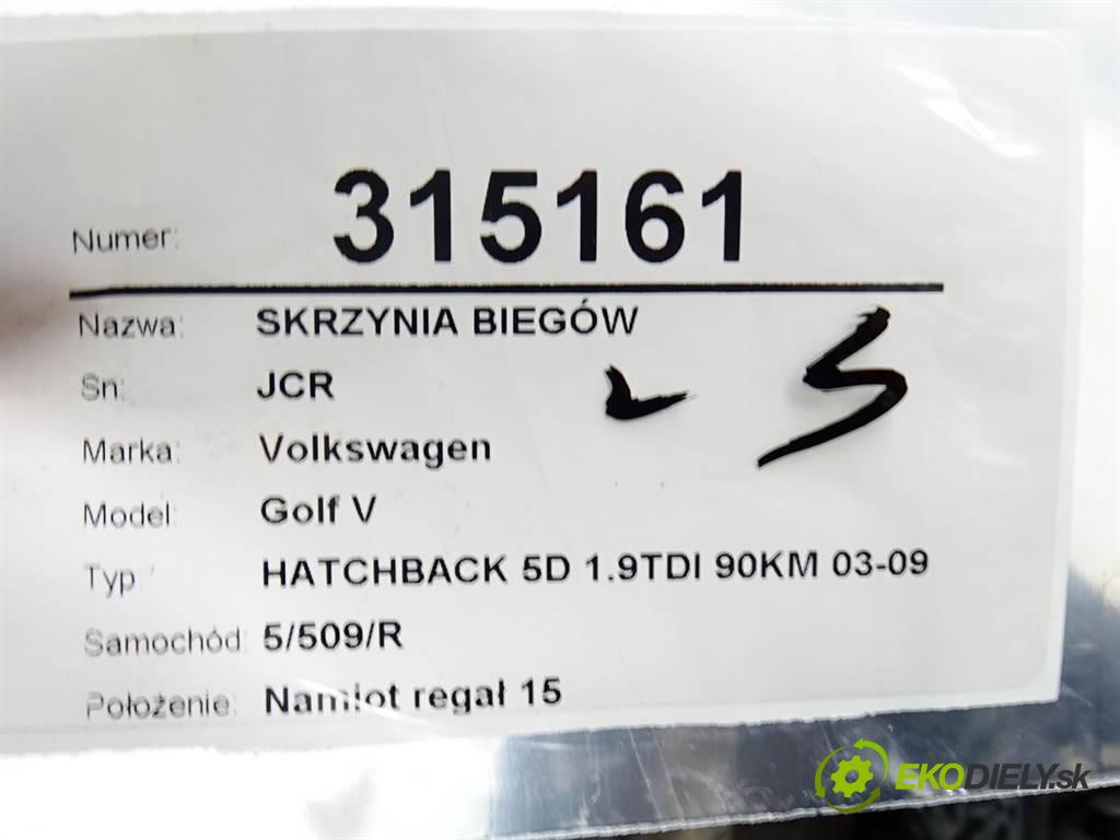 Volkswagen Golf V  2009 66 kW HATCHBACK 5D 1.9TDI 90KM 03-09 1900 Prevodovka JCR (Prevodovky)