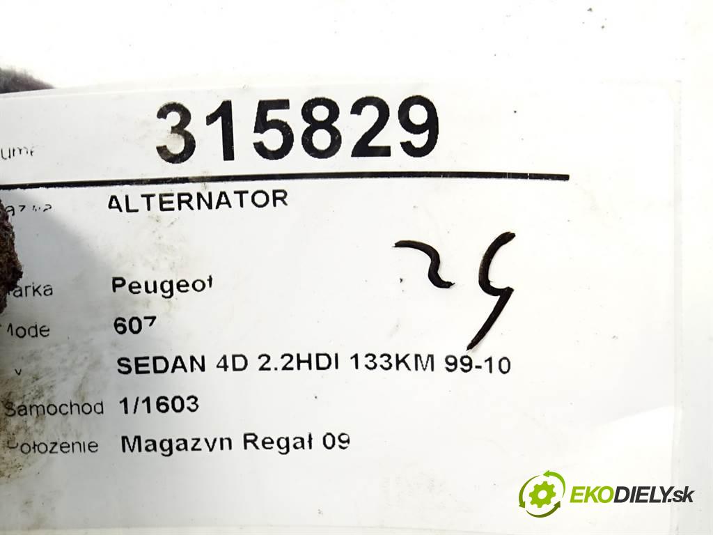 Peugeot 607  2001 100 kW SEDAN 4D 2.2HDI 133KM 99-10 2200 Alternátor 9639362380 (Alternátory)
