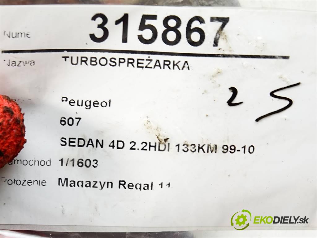 Peugeot 607  2001 100 kW SEDAN 4D 2.2HDI 133KM 99-10 2200 Turbodúchadlo,turbo 9640668680 (Turbodúchadlá (kompletné))