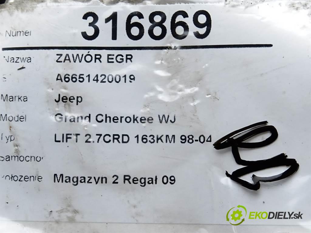 Jeep Grand Cherokee WJ    LIFT 2.7CRD 163KM 98-04  ventil EGR A6651420019 (Recirkulace spalin EGR)