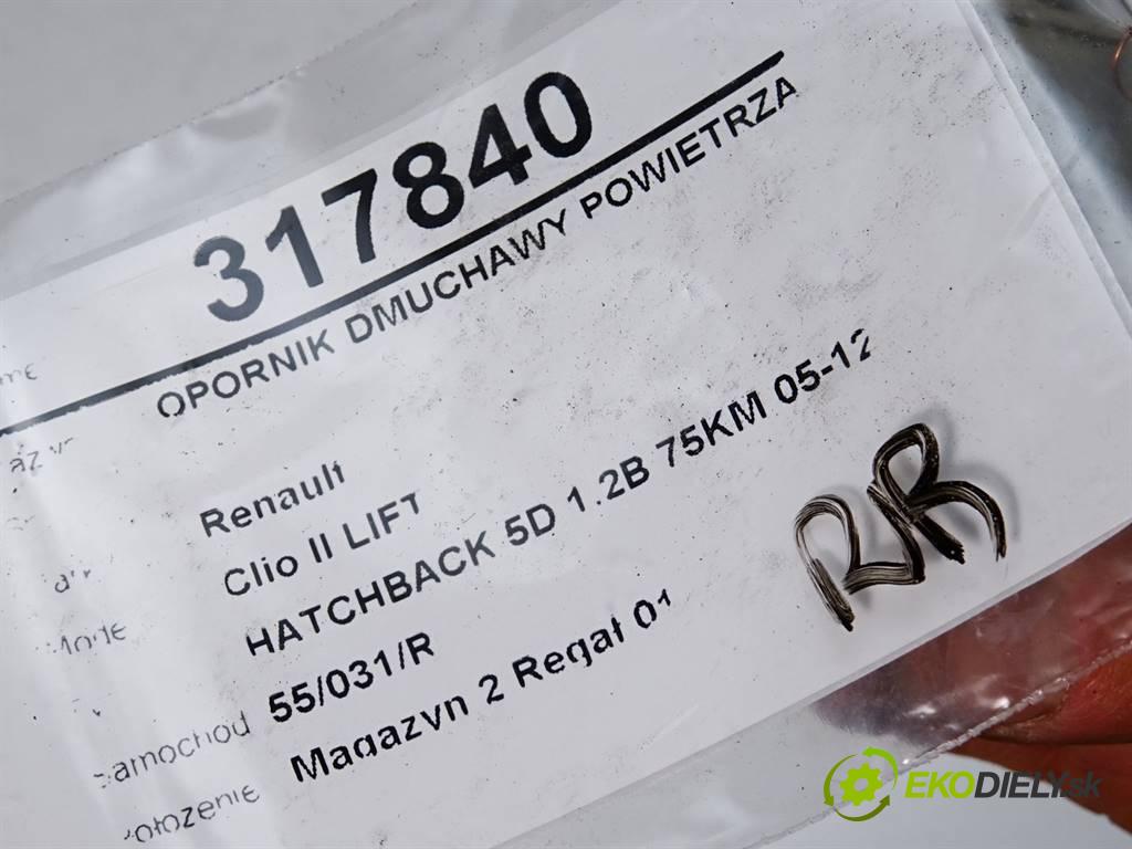 Renault Clio II LIFT  2008 55 kW HATCHBACK 5D 1.2B 75KM 05-12 1100 Odpor, rezistor kúrenia vzduchu  (Odpory (rezistory) kúrenia)