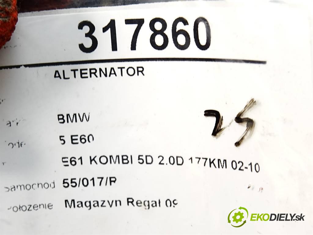 BMW 5 E60  2010 130 kW E61 KOMBI 5D 2.0D 177KM 02-10 2000 Alternátor 7802261 (Alternátory)