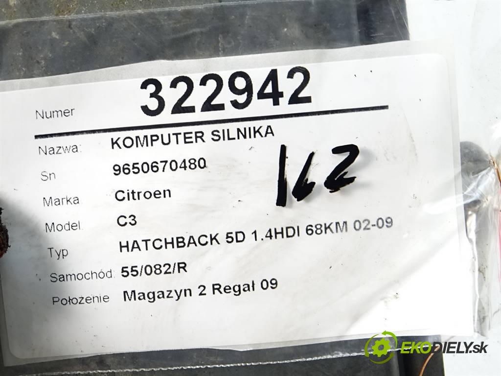 Citroen C3  2003 50 kW HATCHBACK 5D 1.4HDI 68KM 02-09 1400 řídící jednotka motora 9650670480 (Řídící jednotky)