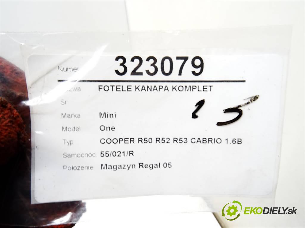 Mini One  2006 66 kW COOPER R50 R52 R53 CABRIO 1.6B 90KM 04-08 1600 Sedadlá, sedačky Sedadlo