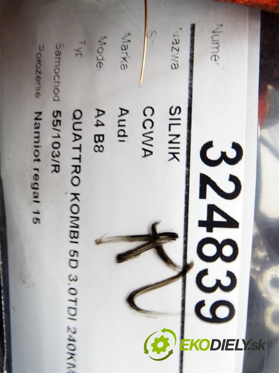 Audi A4 B8  2009 176 kW QUATTRO KOMBI 5D 3.0TDI 240KM 08-15 3000 motor CCWA (Motory (kompletní))