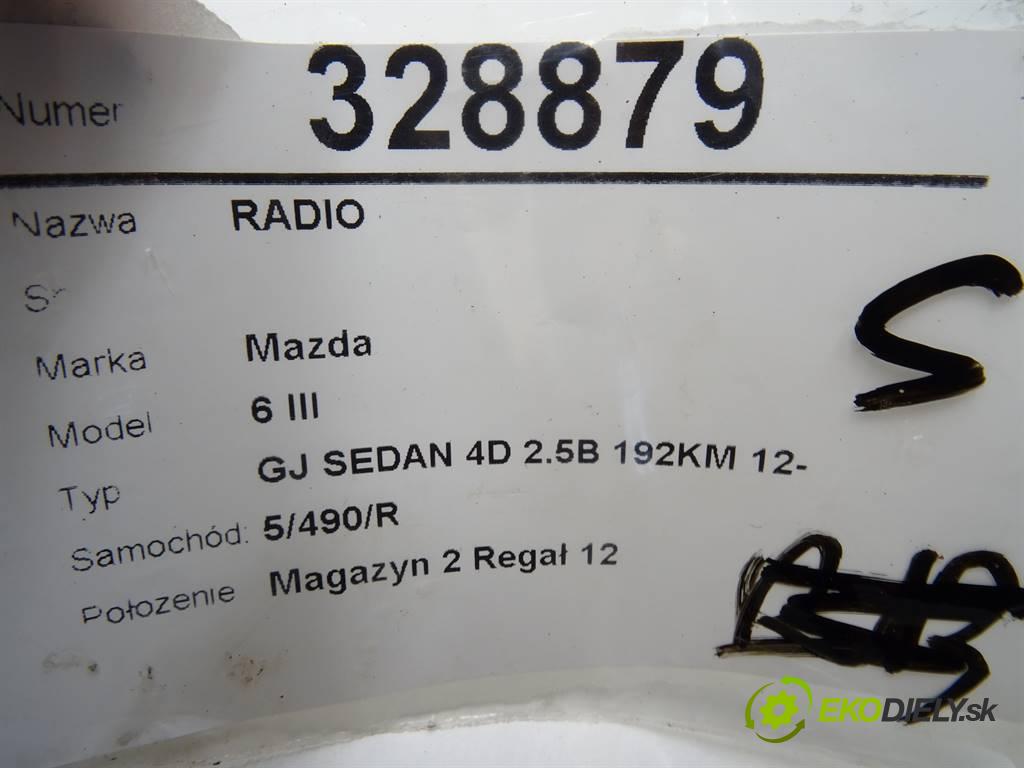 Mazda 6 III  2015 141 kW GJ SEDAN 4D 2.5B 192KM 12- 2500 RADIO čítač GMB6-669G0