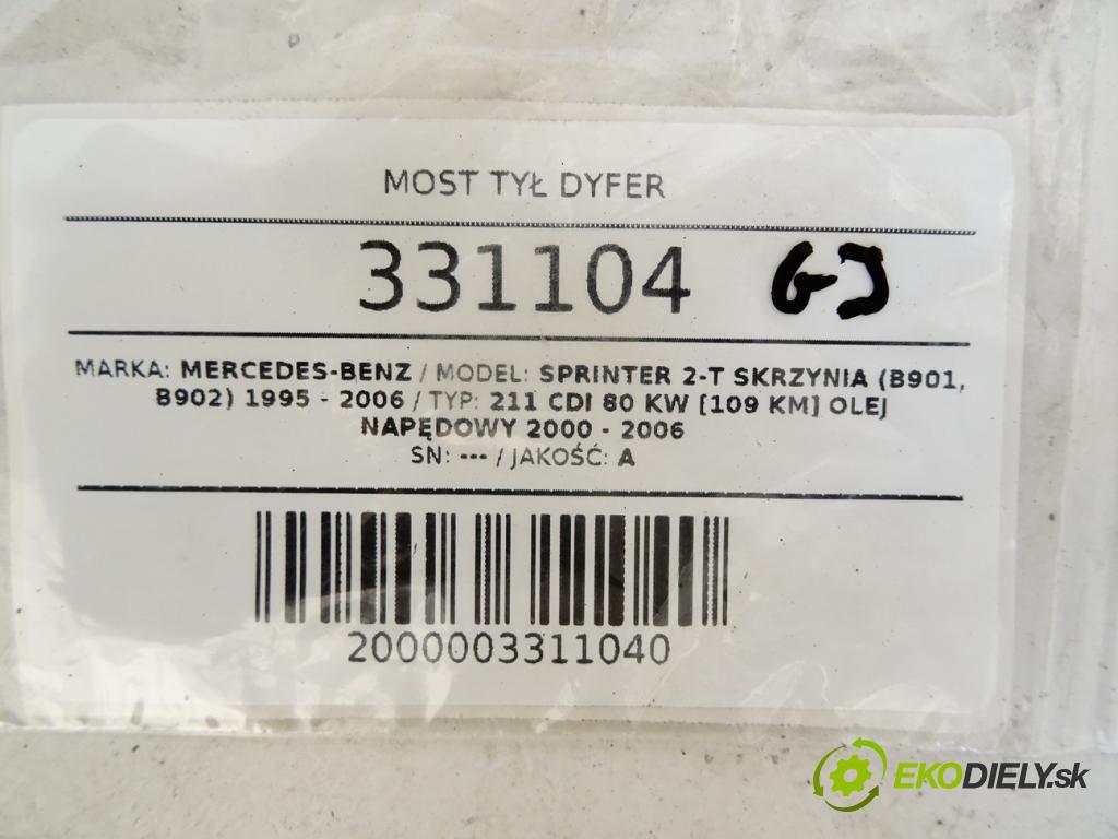 MERCEDES-BENZ SPRINTER 2-t Skrzynia (B901, B902) 1995 - 2006    211 CDI 80 kW [109 KM] olej napędowy 2000 - 2006  Most zadní část diferenciál  (Zadní)