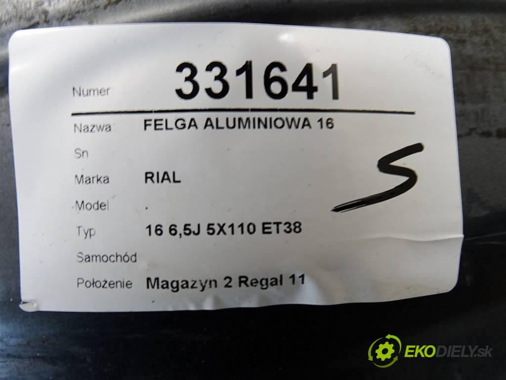 RIAL .    16 6,5J 5X110 ET38  disk 16  (Hliníkové)