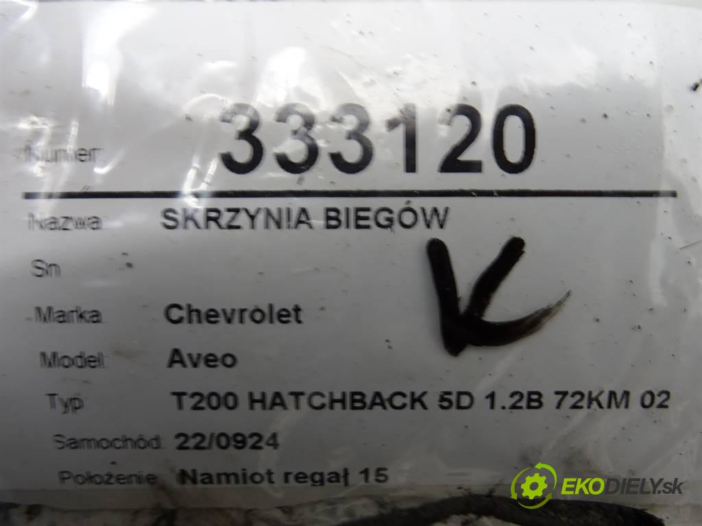 Chevrolet Aveo  2007 53 kW T200 HATCHBACK 5D 1.2B 72KM 02-11 1200 Prevodovka T2 (Prevodovky)