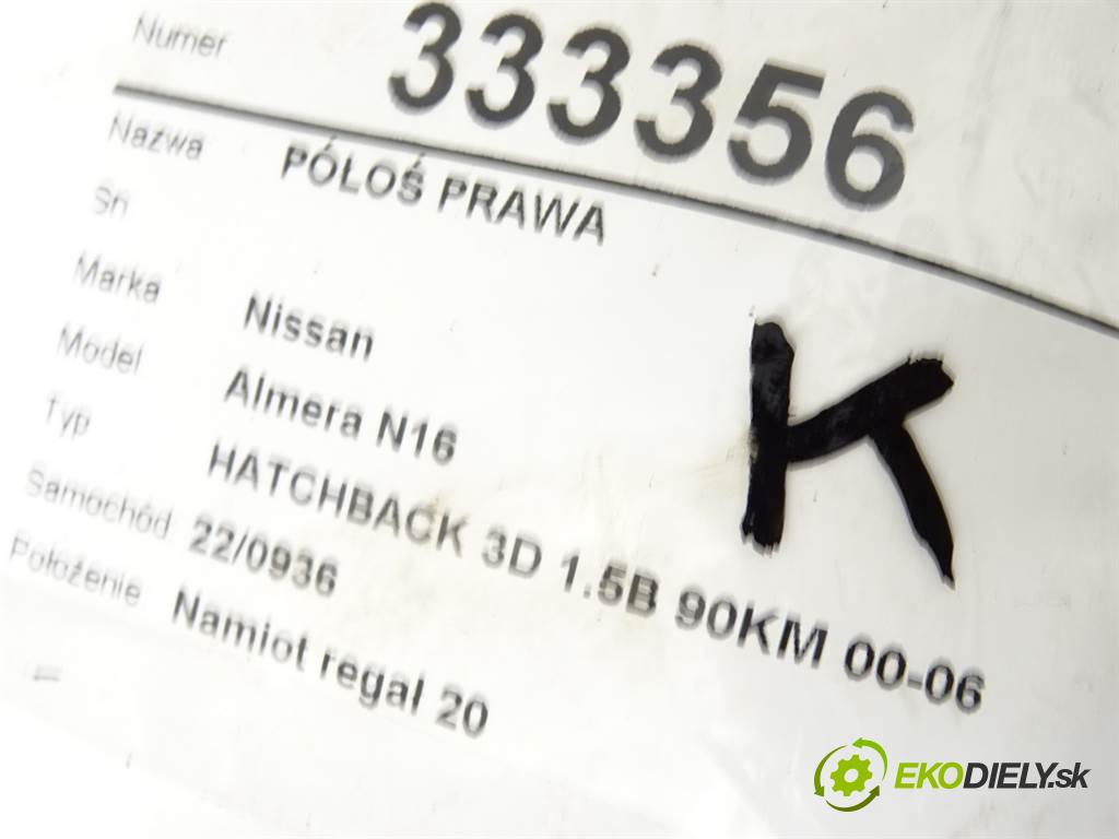 Nissan Almera N16  2001 66 kW HATCHBACK 3D 1.5B 90KM 00-06 1500 Poloos pravá  (Poloosy)