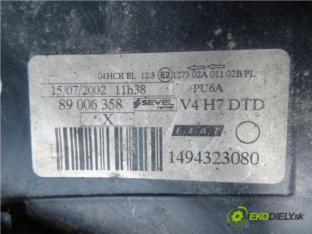 Fiat Ulysse II  2002 100 kW EVASION P 806 2.0B 136KM 02-11 2000 Svetlomet pravy 1494323080 (Pravé)