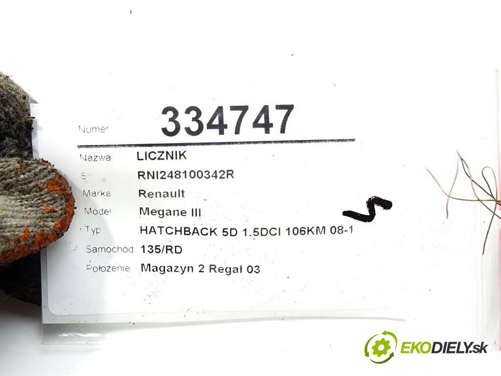 Renault Megane III  2009 78kW HATCHBACK 5D 1.5DCI 106KM 08-15 1500 Prístrojovka 248100342R (Prístrojové dosky, displeje)
