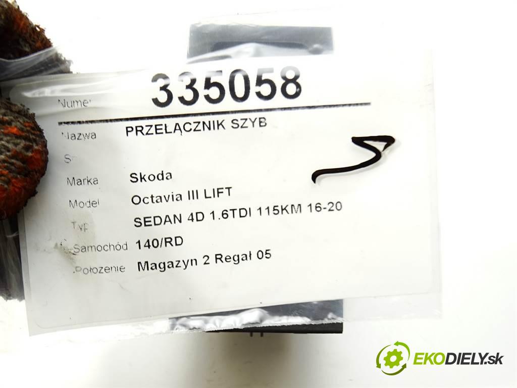Skoda Octavia III LIFT  2018 85kW SEDAN 4D 1.6TDI 115KM 16-20 1600 Prepínač okien 5E0959857A (Prepínače, spínače, tlačidlá a ovládače kúrenia)