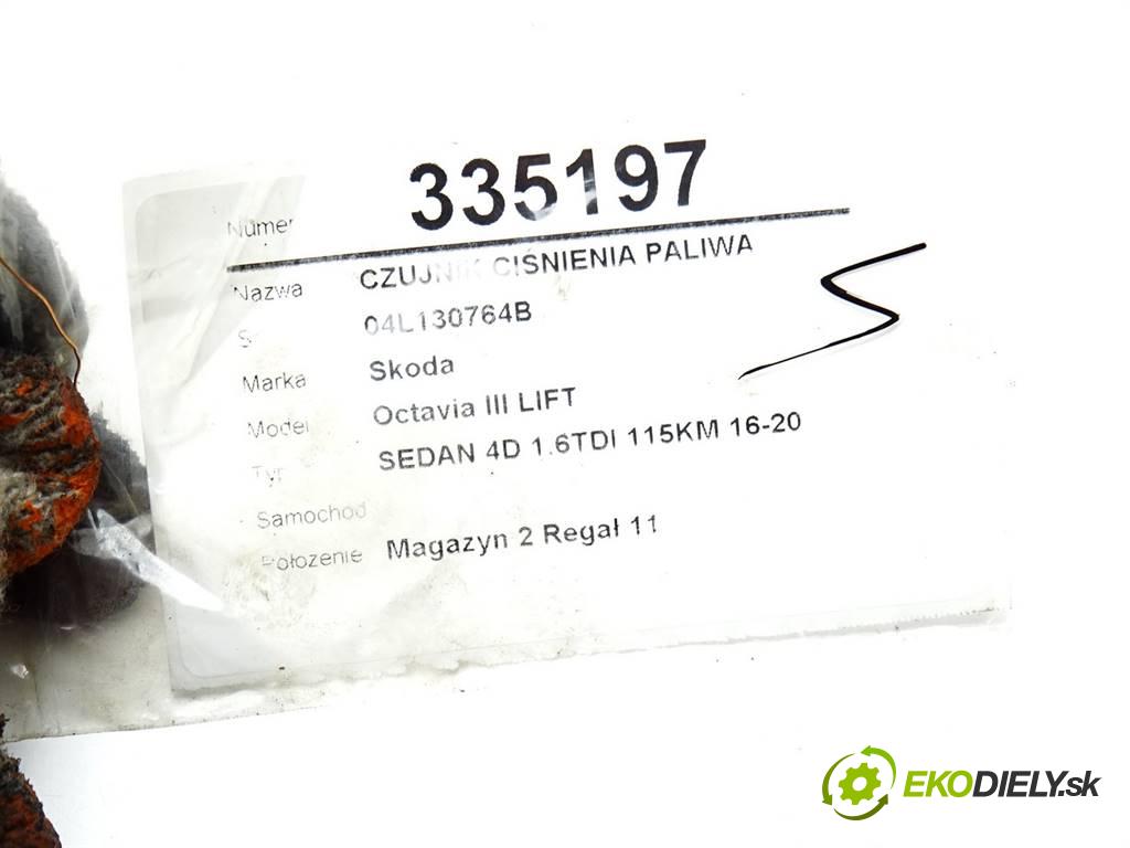 Skoda Octavia III LIFT    SEDAN 4D 1.6TDI 115KM 16-20  Snímač tlaku paliva 04L130764B (Snímače)