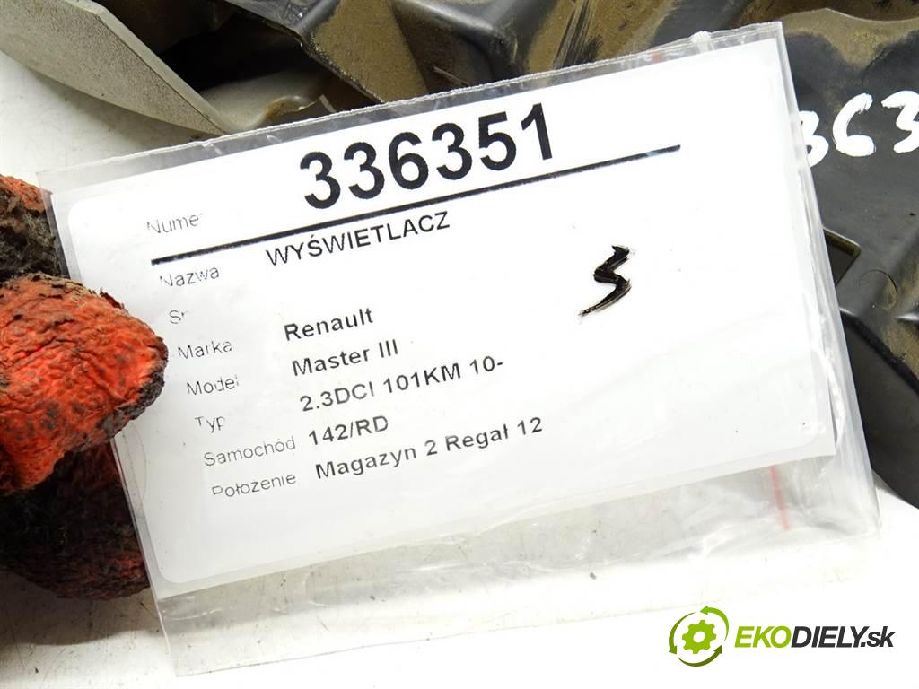 Renault Master III  2012 125KM 2.3DCI 101KM 10- 2300 Dislpej 280349044R 8200784513 (Prístrojové dosky, displeje)