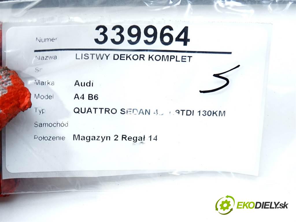 Audi A4 B6    QUATTRO SEDAN 4D 1.9TDI 130KM 00-04  lišty kryt  (Lišty)