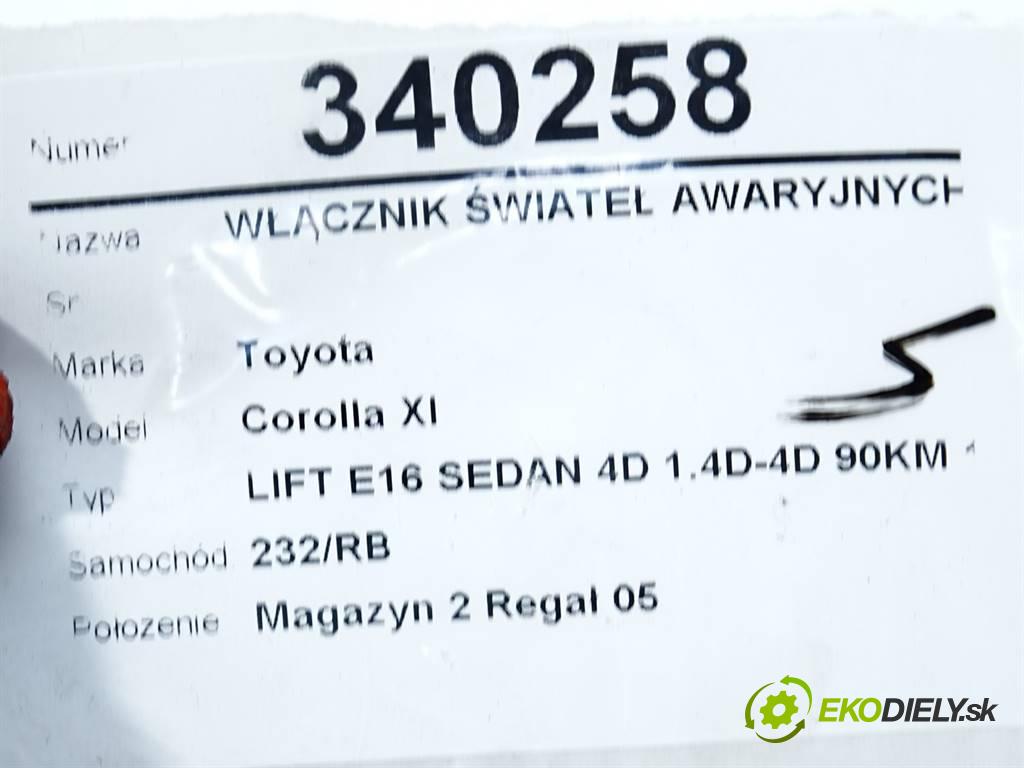 Toyota Corolla XI  2018  LIFT E16 SEDAN 4D 1.4D-4D 90KM 13-19 1400 Spínač svetiel výstražných (núdzových) 84332-02300 (Prepínače, spínače, tlačidlá a ovládače kúrenia)