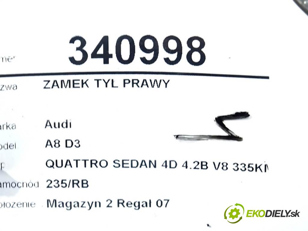 Audi A8 D3  2003 246 kW QUATTRO SEDAN 4D 4.2B V8 335KM 02-09 4200 zámok zadní část pravý 4E0839016