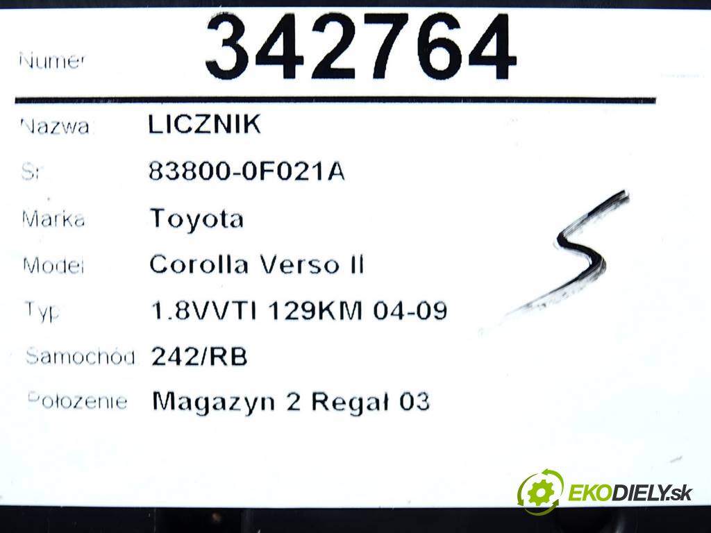 Toyota Corolla Verso II  2008  1.8VVTI 129KM 04-09 1800 Prístrojovka 83800-0F021-A (Prístrojové dosky, displeje)