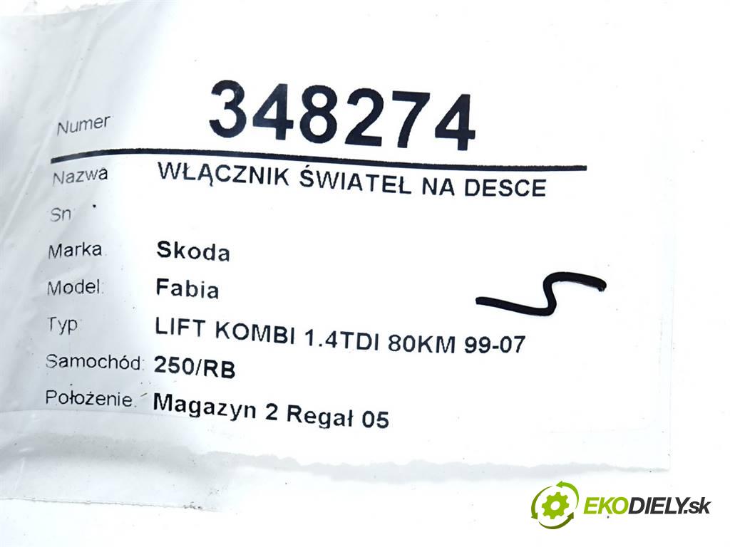 Skoda Fabia  2007 59 kW LIFT KOMBI 1.4TDI 80KM 99-07 1400 Spínač svetiel na prístrojovej doske 6Y1941531K (Prepínače, spínače, tlačidlá a ovládače kúrenia)