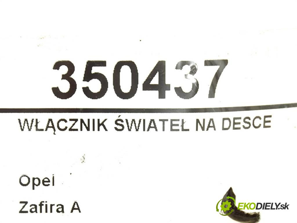 Opel Zafira A  2000 60 kW 2.0DI 82KM 99-05 2000 Spínač svetiel na prístrojovej doske 09133249 (Prepínače, spínače, tlačidlá a ovládače kúrenia)