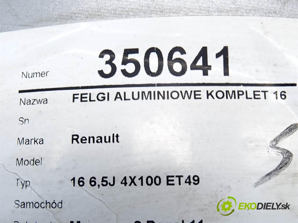 Renault     16 6,5J 4X100 ET49  disky hlinikové 16  (Hliníkové)