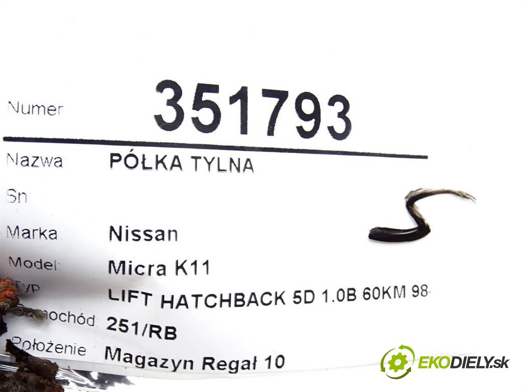 Nissan Micra K11  2002 44 kW LIFT HATCHBACK 5D 1.0B 60KM 98-02 1000 Pláto zadná  (Pláta zadné)