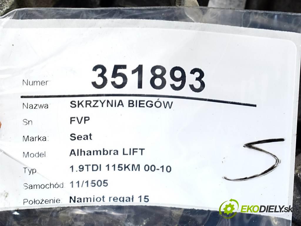 Seat Alhambra LIFT  2001 85KW 1.9TDI 115KM 00-10 1900 Prevodovka FVP (Prevodovky)