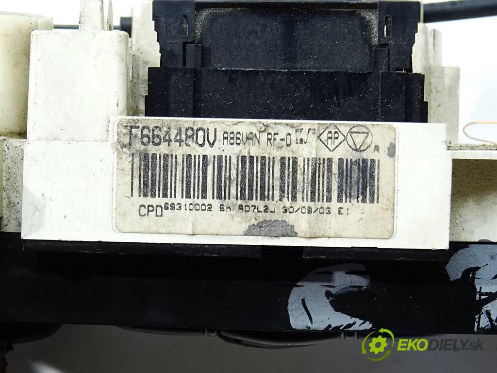 Citroen C3  2004 50 kW HATCHBACK 5D 1.4HDI 68KM 02-09 1400 Panel ovládania kúrenia F664480V (Prepínače, spínače, tlačidlá a ovládače kúrenia)