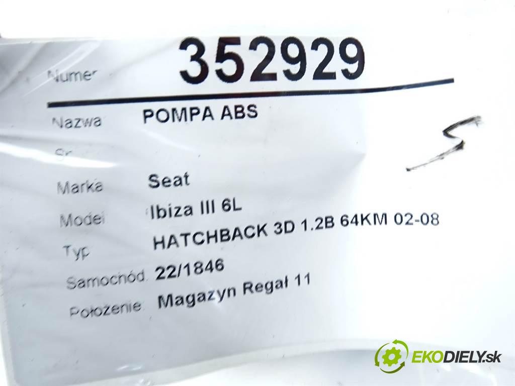 Seat Ibiza III 6L  2002 47 kW HATCHBACK 3D 1.2B 64KM 02-08 1200 Pumpa ABS 0265800003 (Pumpy ABS)
