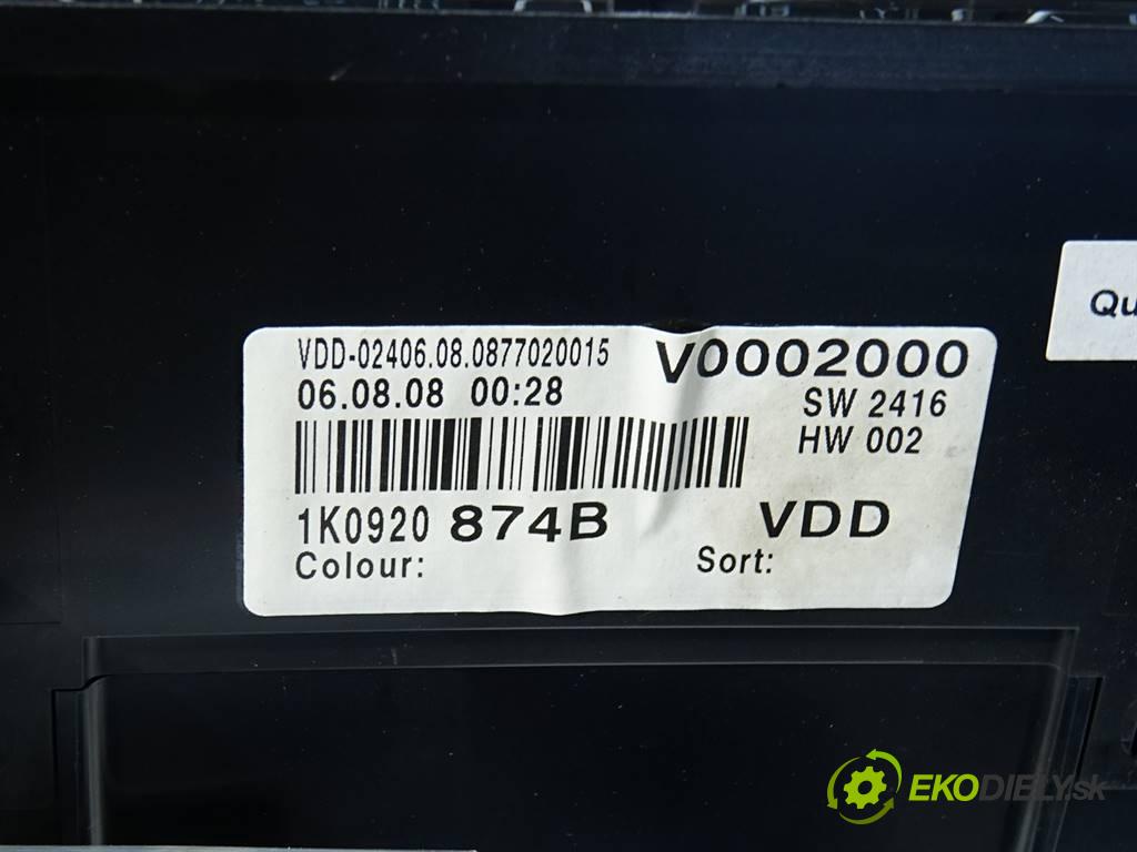 Volkswagen Golf V  2008 77 kW HATCHBACK 3D 1.9TDI 105KM 03-09 1900 Prístrojovka 1K0920874B (Prístrojové dosky, displeje)