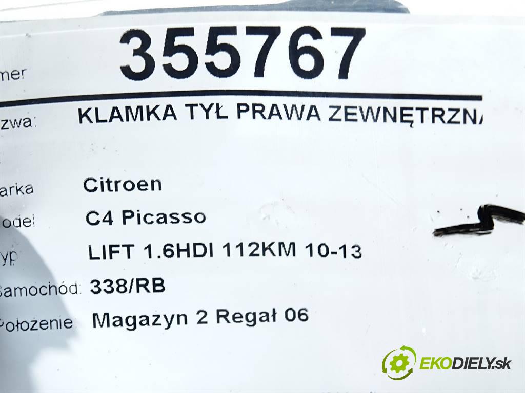 Citroen C4 Picasso  2012 82KW LIFT 1.6HDI 112KM 10-13 1560 Kľučka zad pravá vonkajšia 9675341580 (Ostatné)