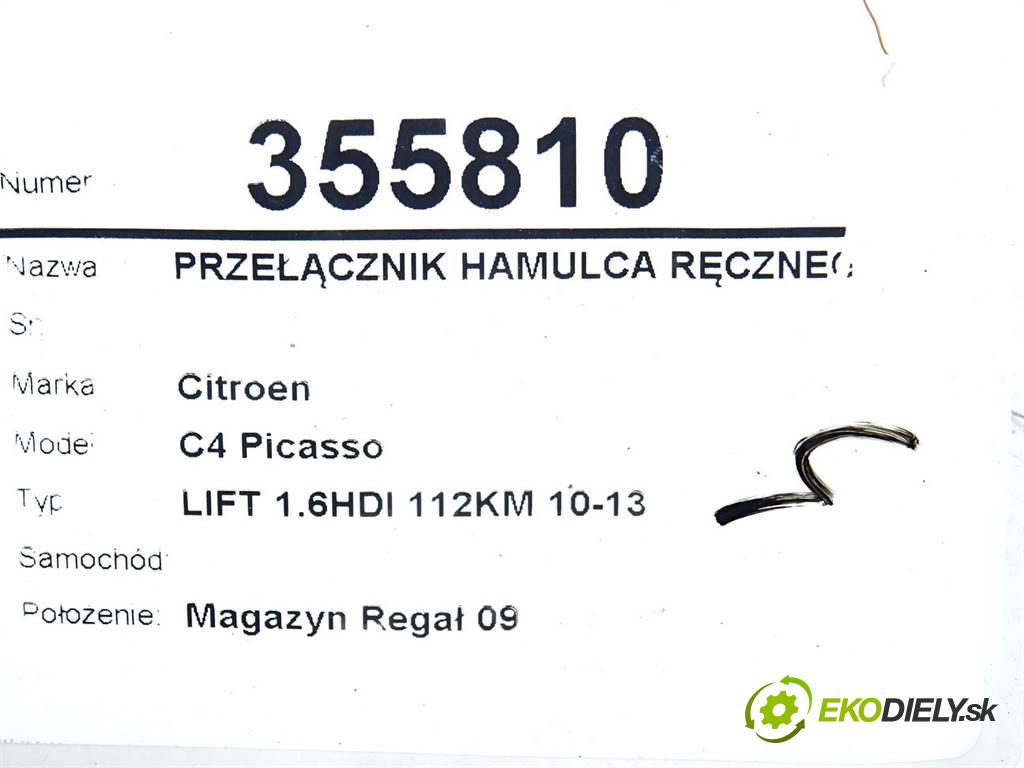 Citroen C4 Picasso    LIFT 1.6HDI 112KM 10-13  Prepínač brzdy ručnej brzdy 96551922ZD (Prepínače, spínače, tlačidlá a ovládače kúrenia)