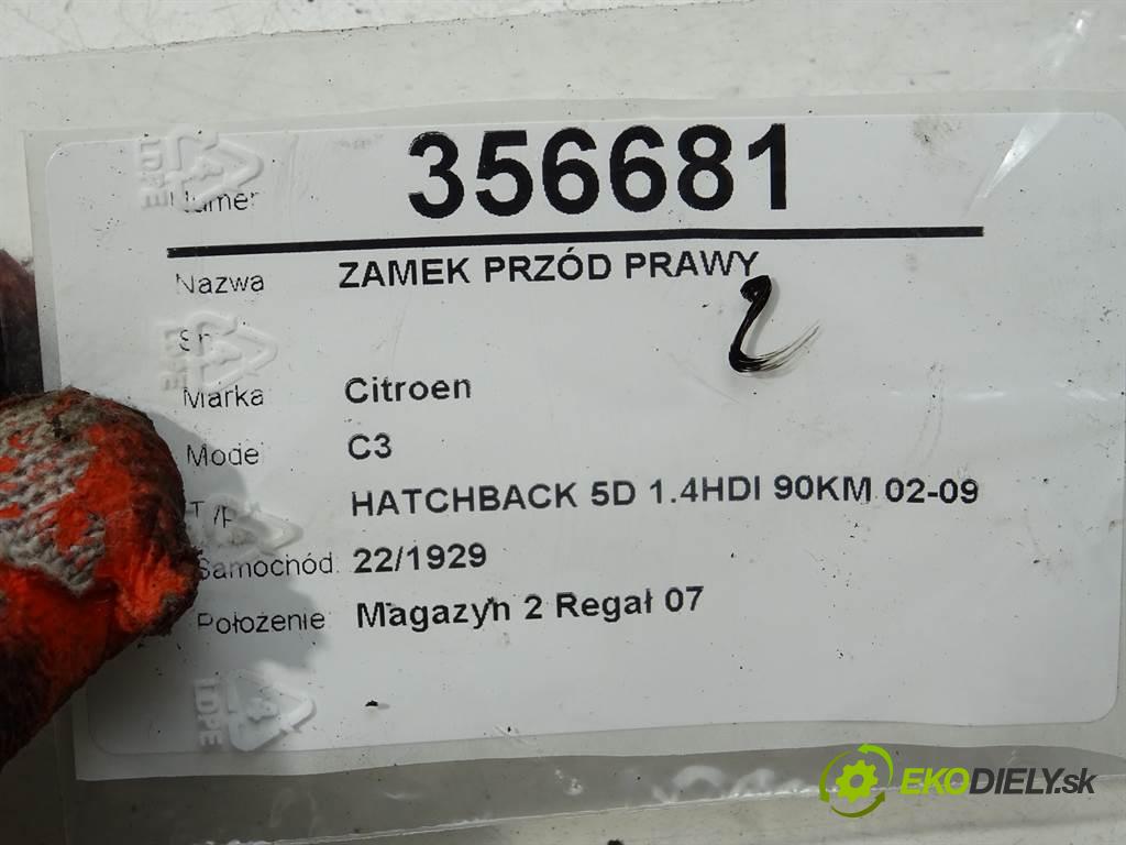 Citroen C3  2003 50KW HATCHBACK 5D 1.4HDI 90KM 02-09 1400 zámok přední část pravý