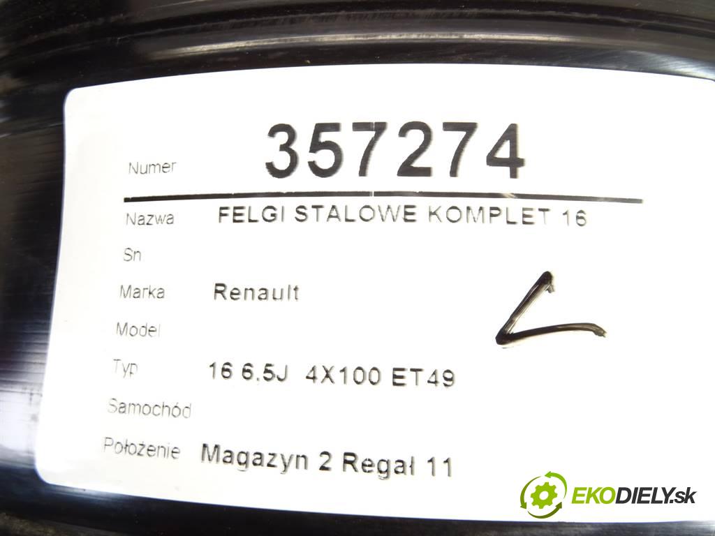 Renault     16 6,5J  4X100 ET49  disky plechové 16  (Plechové)